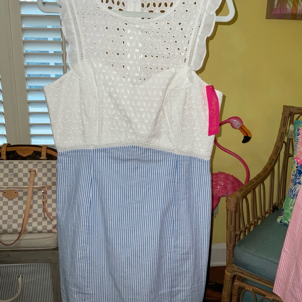 Lilly Pulitzer White and Blue Dress NWOT! - Picture 11 of 16